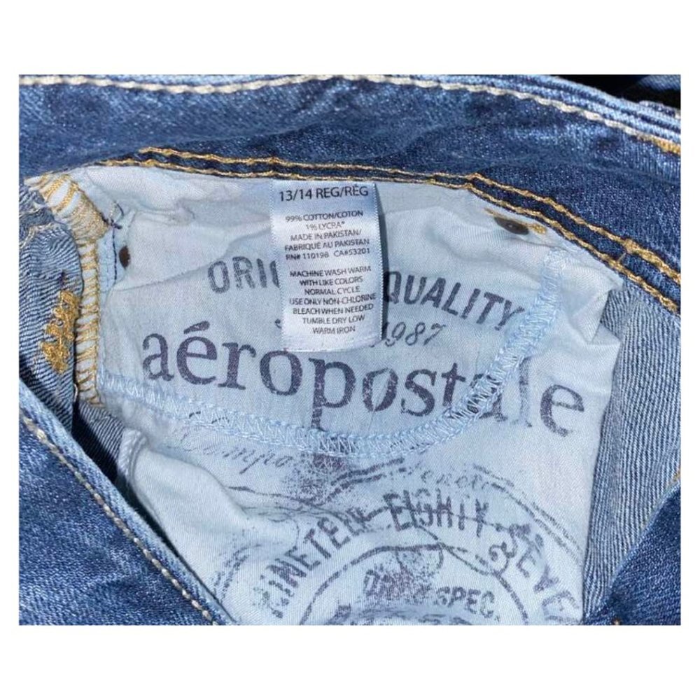 Aeropostale Hailey Skinny Flare Jeans 13/14 Blue Distressed Boho Y2K Stretch - Picture 8 of 10